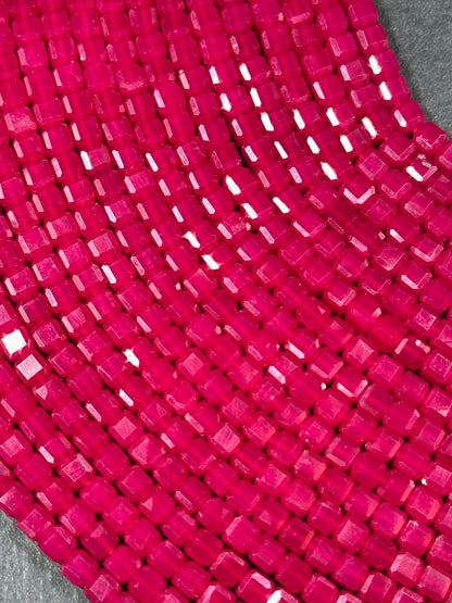 AAA Natural Red Ruby Gemstone Bead Faceted 4mm Cube Shape Beads, Beautiful Natural Red Ruby Stone Beads, Excellent Quality Full Strand 15.5"