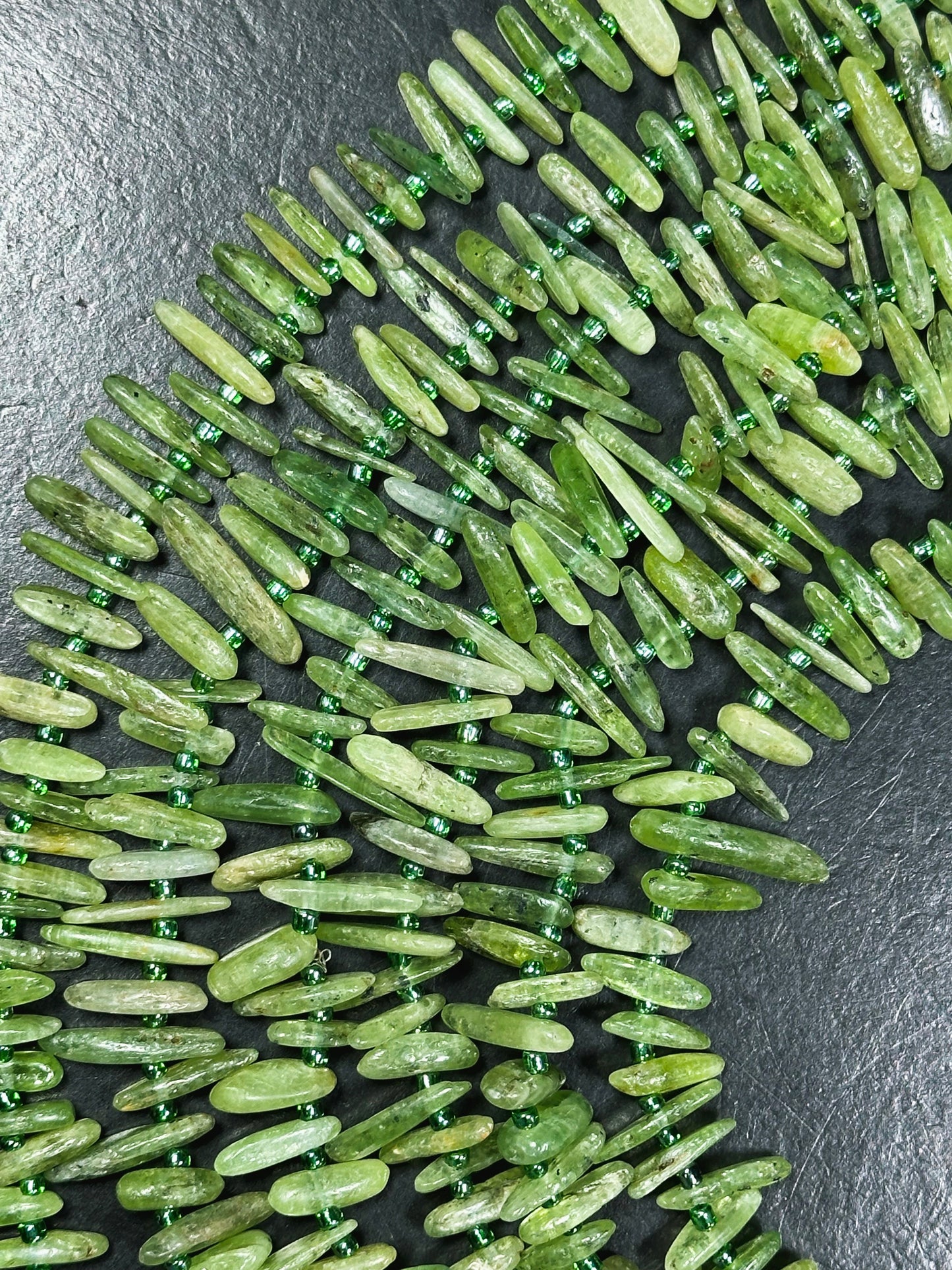 Natural Green Kyanite Gemstone Bead Graduated Stick Shape, Gorgeous Natural Green Color Kyanite Gemstone Bead Great Quality Full Strand 15.5"