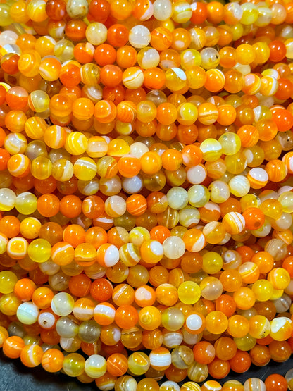 NATURAL Botswana Agate Gemstone Bead Smooth 6mm 8mm 10mm 12mm Round Beads, Beautiful Orange Color Botswana Gemstone Bead Full Strand 15.5"