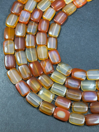 Natural Carnelian Gemstone Bead 18x13mm Rectangle Shape Bead, Beautiful Natural Orange Red Carnelian Bead, Great Quality Full Strand 15.5"