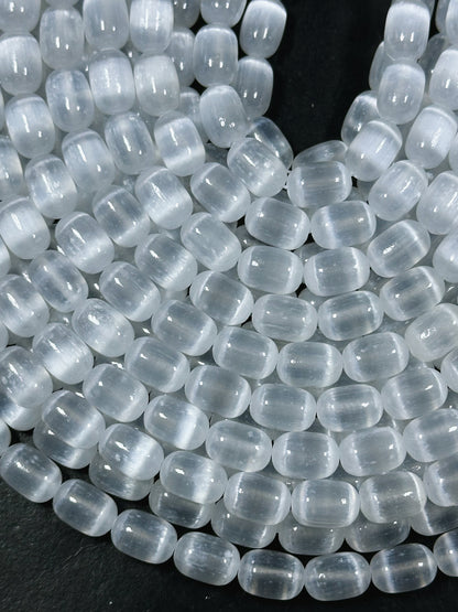 Natural Selenite Gemstone Bead 12x8mm Tube Shape Bead, Beautiful Natural White Color Selenite Gemstone Bead, Great Quality Full Strand 15.5"