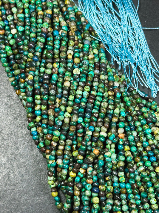 Natural Turquoise Gemstone Beads 3mm Freeform Pebble Shape Beads, Beautiful Multicolor Blue Brown Color Turquoise Gemstone Bead 15.5" Strand