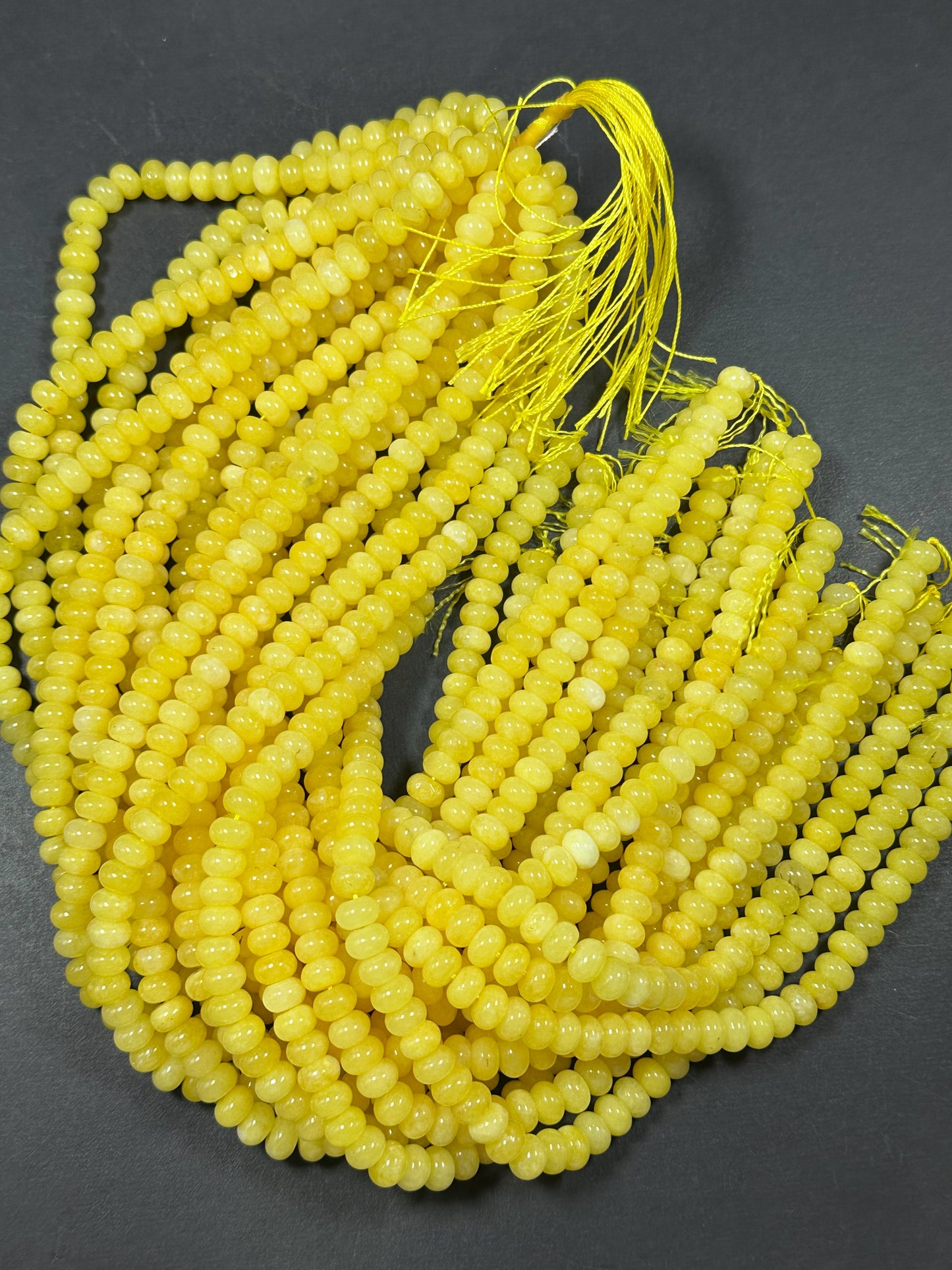 NATURAL Yellow Jade Gemstone Bead 8x5mm Rondelle Shape Bead, Beautiful Yellow Color Jade Gemstone Bead, Great Quality Bead Full Strand 15.5"