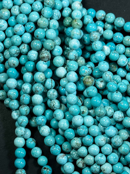 Natural Turquoise Gemstone Bead 6mm 8mm Round Bead, Beautiful Blue Color Turquoise Gemstone Beads, Great Quality Full Strand 15.5"