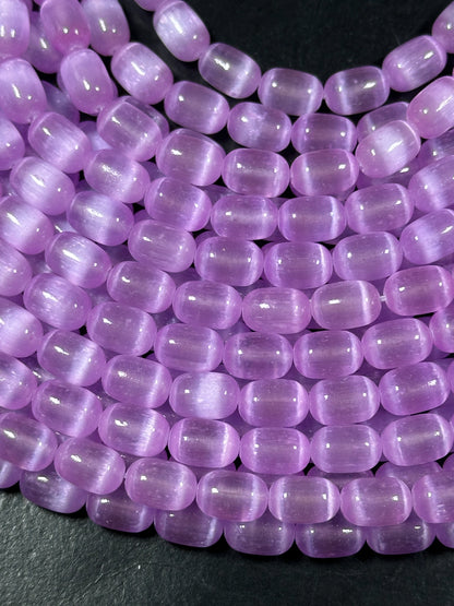 Natural Purple Selenite Gemstone Bead 12x8mm Tube Shape, Beautiful Lavender Purple Color Selenite Beads, Great Quality Full Strand 15.5"