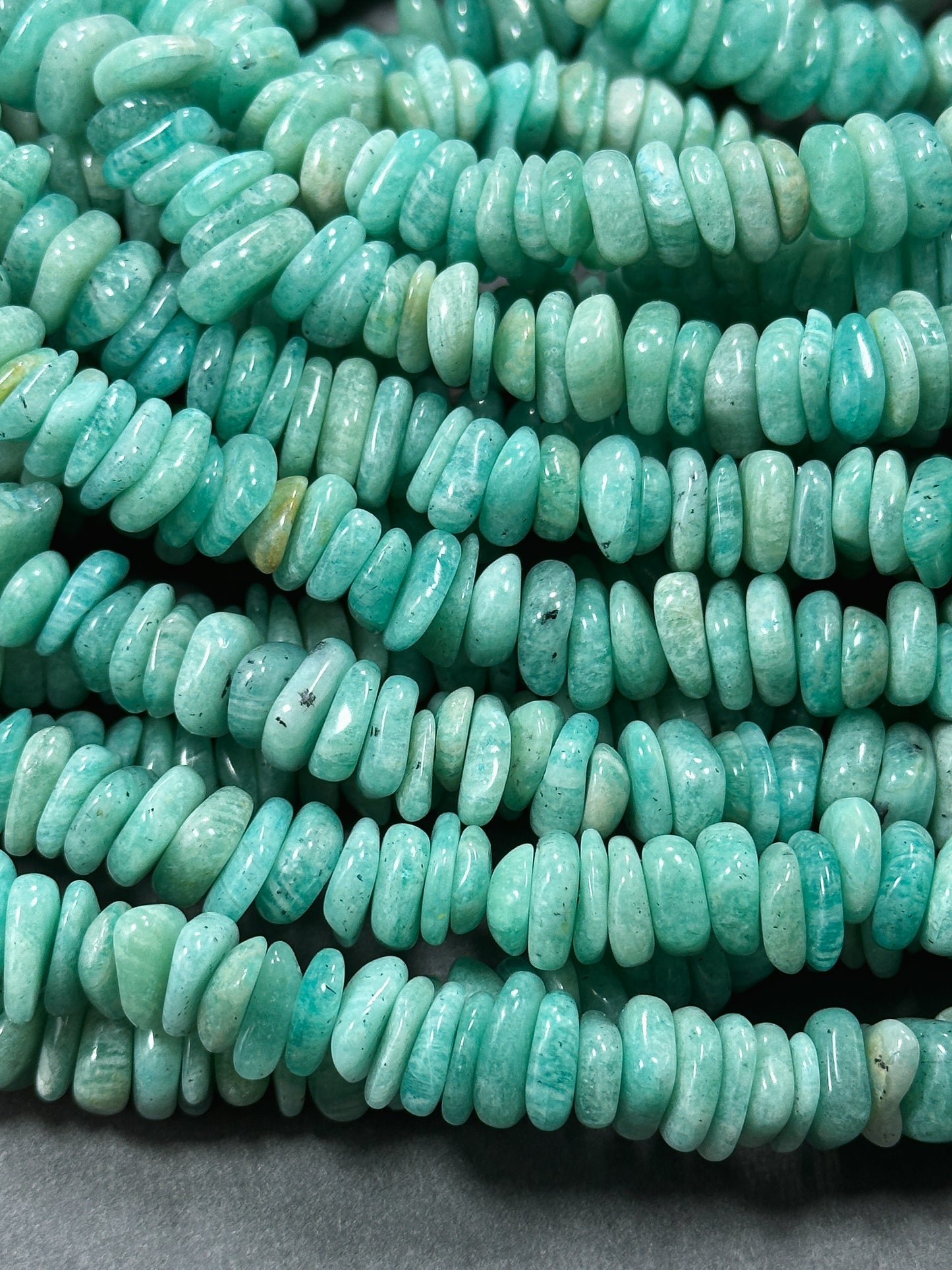 Natural Russian Amazonite Gemstone Bead 9mm Heishi Shape Bead, Beautiful Natural Green Blue Amazonite Bead, Great Quality Full Strand 15.5"