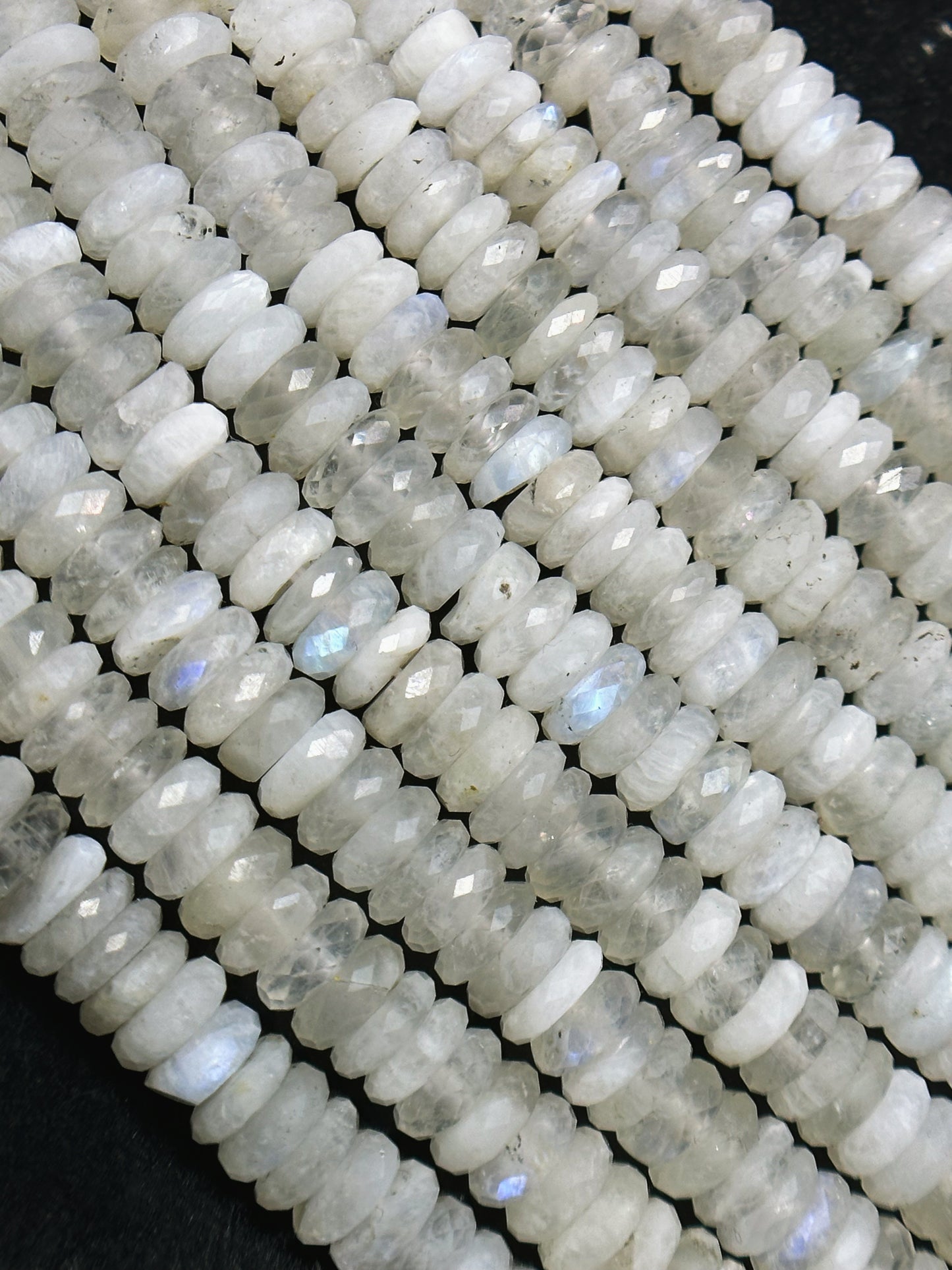 Natural Moonstone Gemstone Bead Faceted 6x2mm Rondelle Shape, Beautiful Natural White Color Blue Flash Moonstone Beads, Full Strand 15.5"