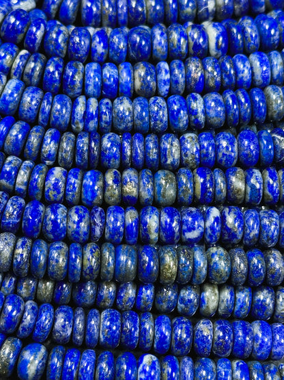 Natural Lapis Lazuli Gemstone Bead 8x3mm Rondelle Shape, Beautiful Natural Blue Color Lapis Lazuli Stone Bead Excellent Quality 15.5" Strand