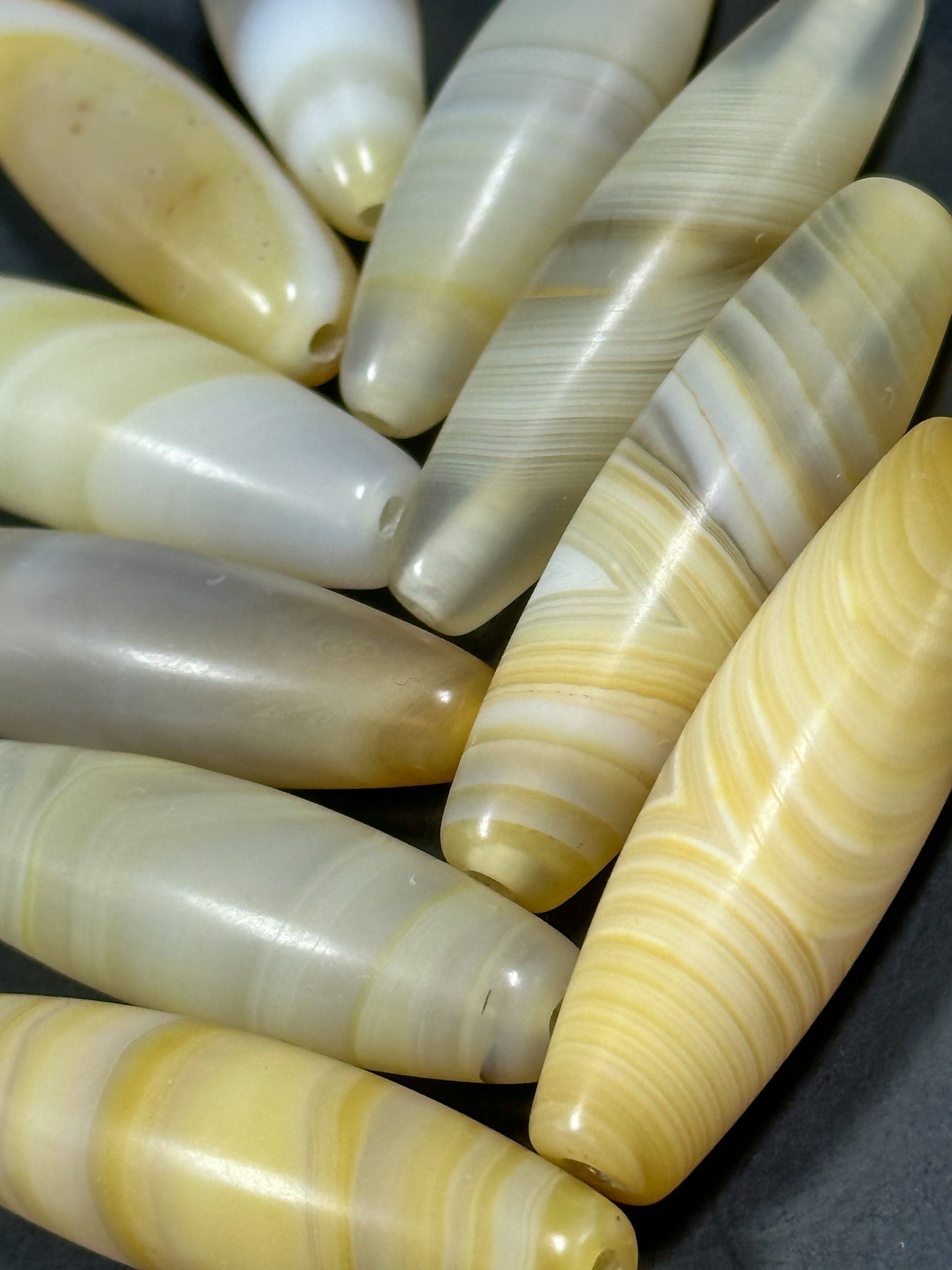 NATURAL Botswana Agate Gemstone Bead 38x12mm to 45x13mm Tube Shape Beads, Beautiful White Yellow Color Botswana Agate Gemstone LOOSE Beads