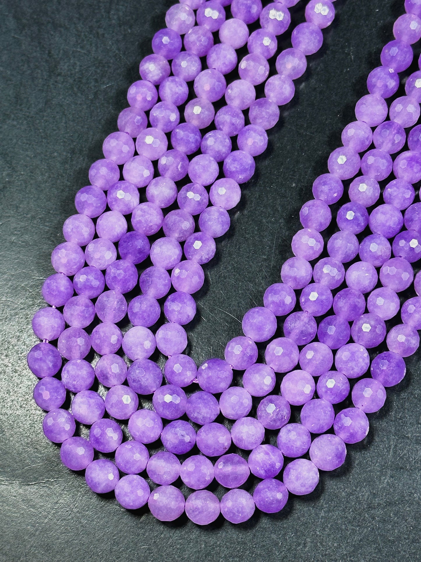 NATURAL Lavender Jade Gemstone Bead Faceted 6mm 8mm 10mm Round Bead Beautiful Lavender Purple Color Jade Gemstone Bead Nice Quality Full Strand 15.5"