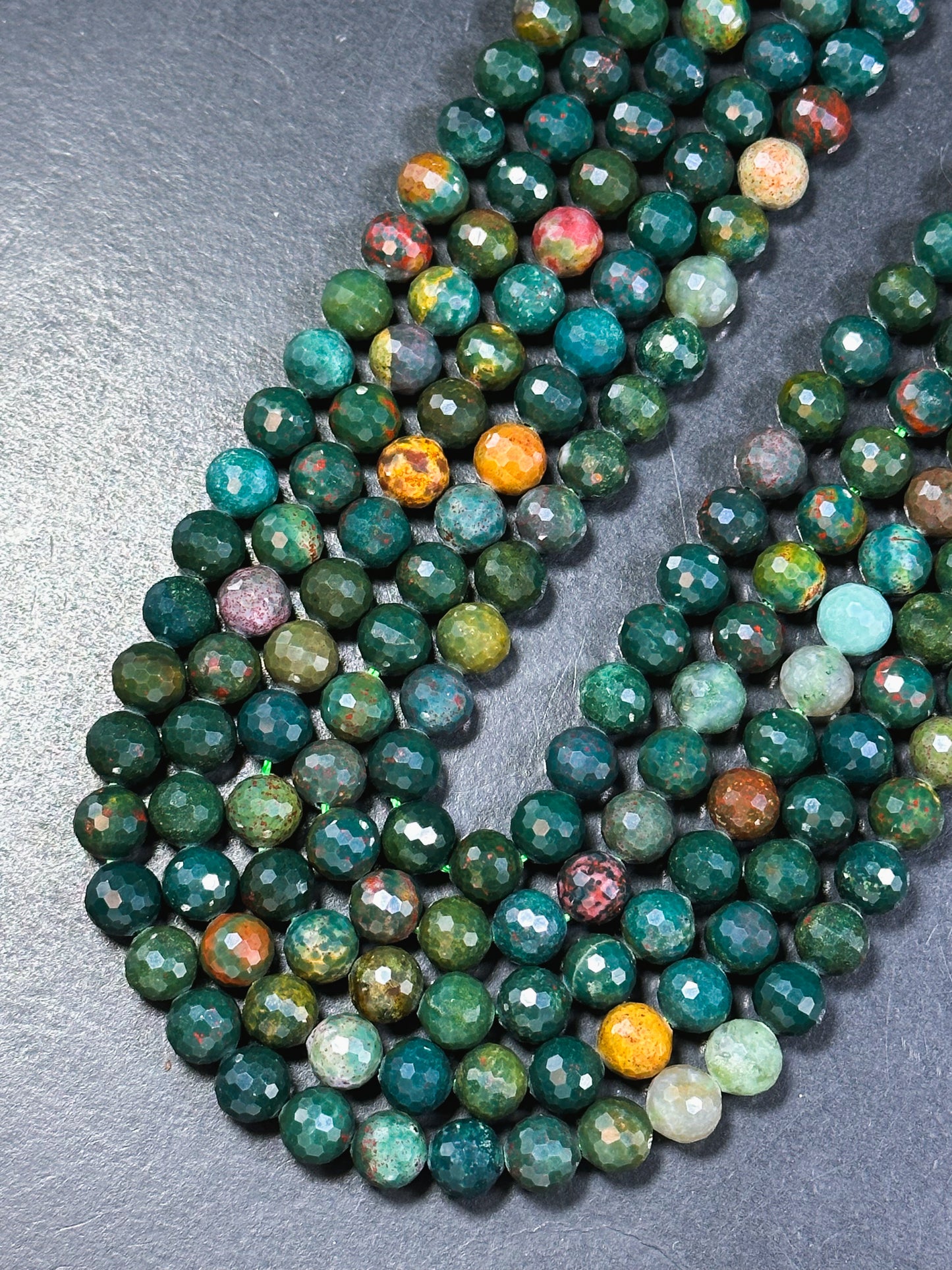 NATURAL Bloodstone Gemstone Bead Faceted 6mm 8mm 10mm 12mm Round Bead, Beautiful Natural Green Color Bloodstone Gemstone Bead 15.5"