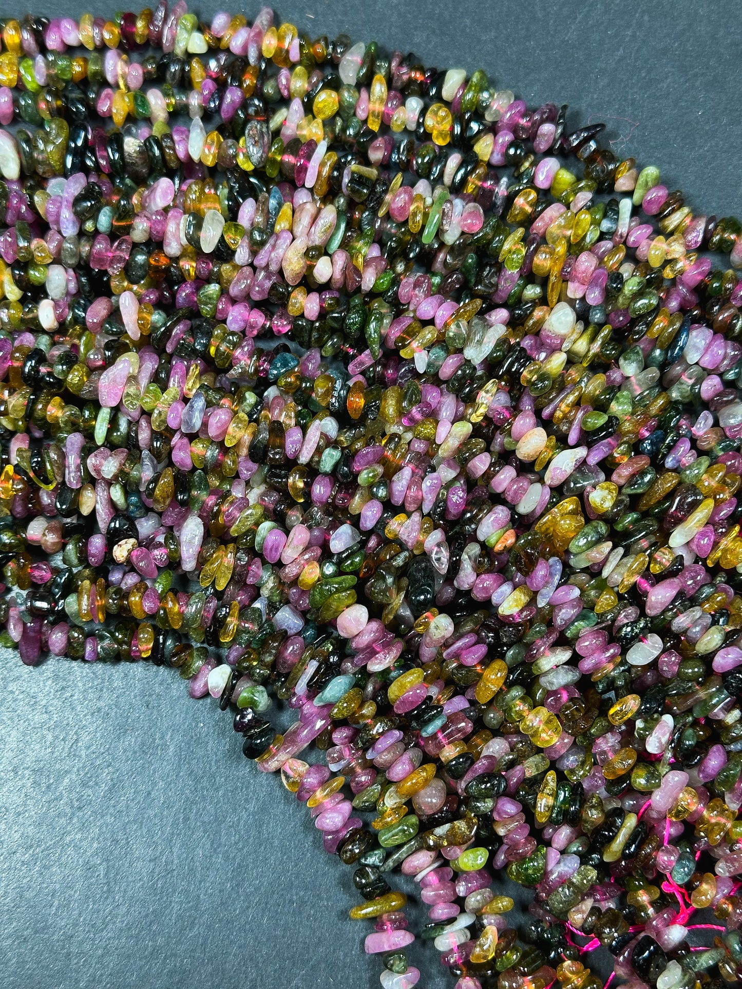 Natural Tourmaline Gemstone Bead 6mm Freeform Chip Shape Beads, Gorgeous Natural Multicolor Tourmaline Gemstone Beads, Full Strand 15.5"