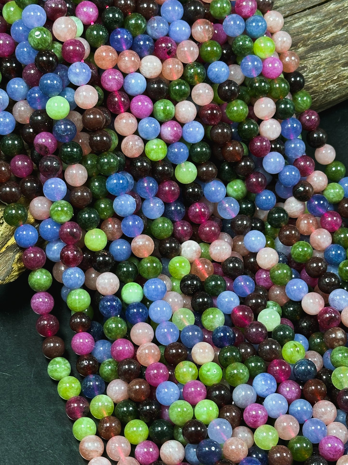 NATURAL Tourmaline Gemstone Bead 6mm 8mm 10mm Round Bead, Gorgeous Multicolor Tourmaline Gemstone Bead, Full Strand 15.5" Great Quality Bead