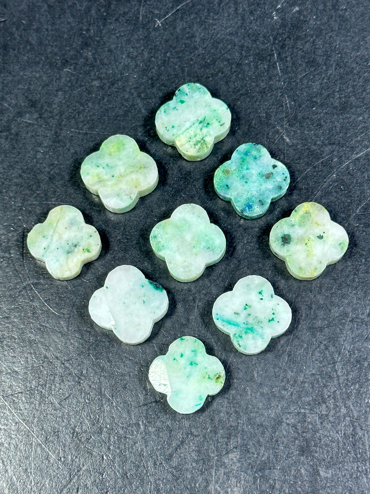 NATURAL Chrysocolla Gemstone Bead Faceted 17mm Clover Flower Shape Beautiful Natural Green Blue Color Chrysocolla Gemstone Bead LOOSE Beads