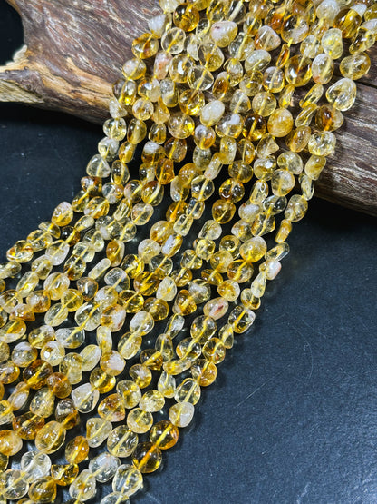 Natural Citrine Gemstone Bead 9mm Freeform Pebble Shape, Gorgeous Natural Orange Color Citrine Gemstone Bead Great Quality Full Strand 15.5"