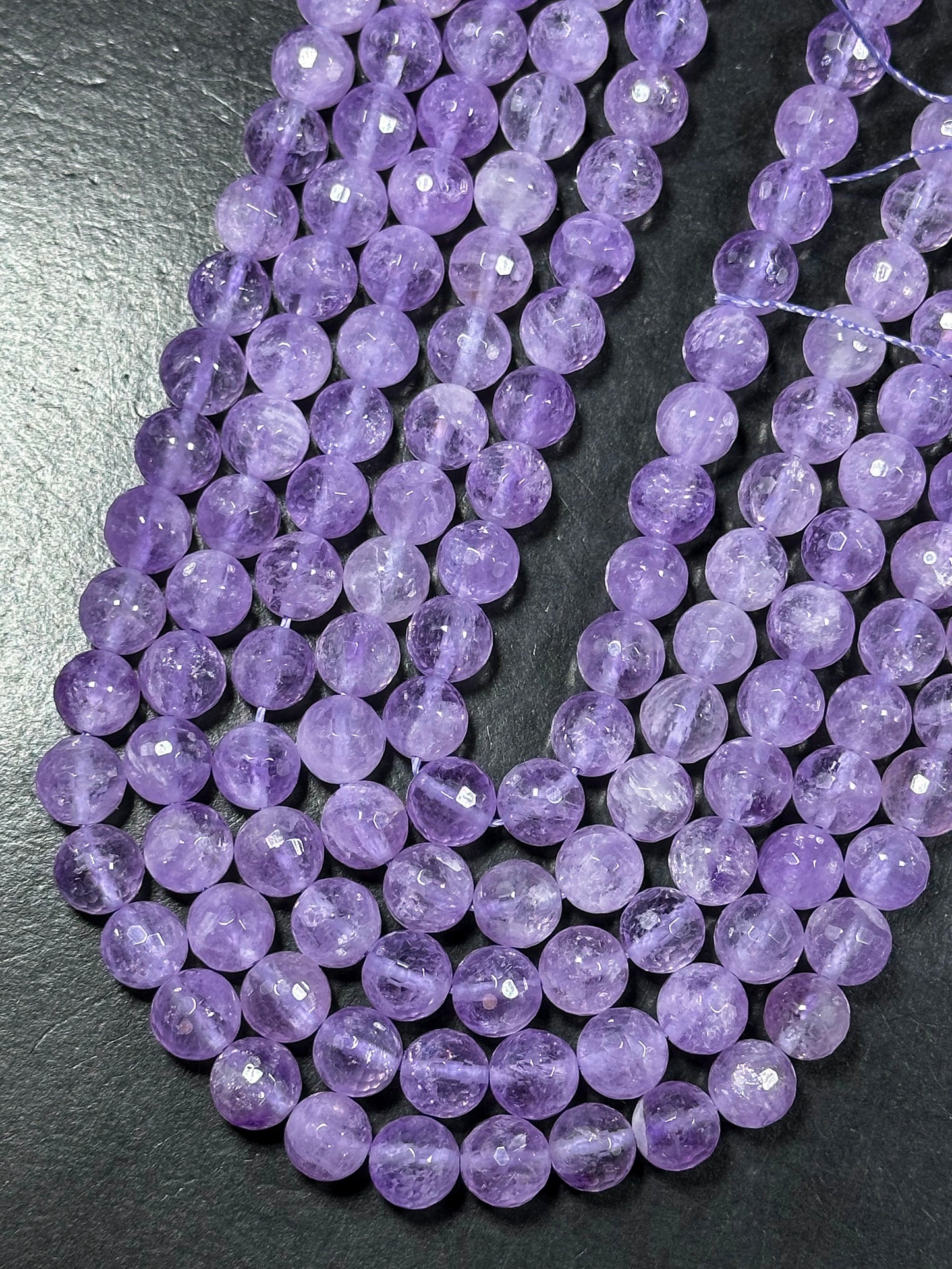 AAA Natural Lavender Jade Gemstone Bead Faceted 6mm 8mm 10mm Round Bead, Gorgeous Natural Clear Lavender Purple Jade Excellent Quality 15.5"