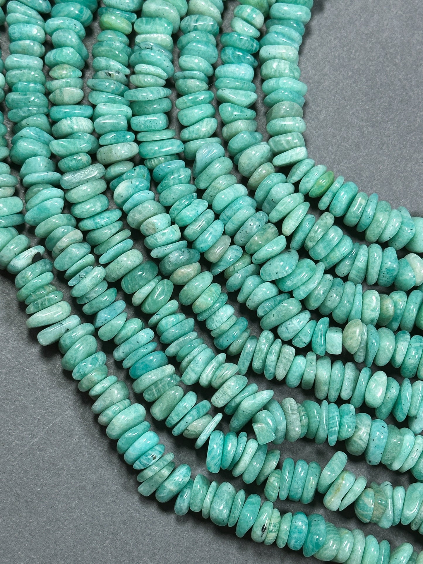 Natural Russian Amazonite Gemstone Bead 9mm Heishi Shape Bead, Beautiful Natural Green Blue Amazonite Bead, Great Quality Full Strand 15.5"