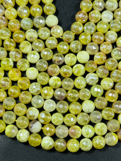 Beautiful Mystic Agate Gemstone Bead Faceted 6mm 8mm 10mm Round Bead, Beautiful Yellow Color Agate Gemstone Bead Full Strand 15.5"