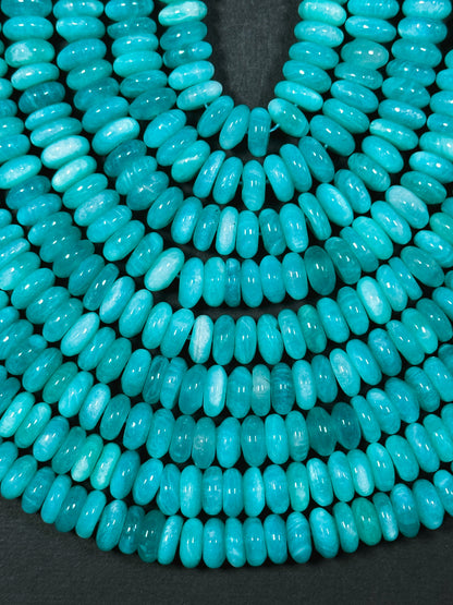 AAA Natural Amazonite Gemstone Bead 8x4mm Rondelle Shape, Beautiful Natural Blue Green Amazonite Beads, Excellent Quality Full Strand 15.5"