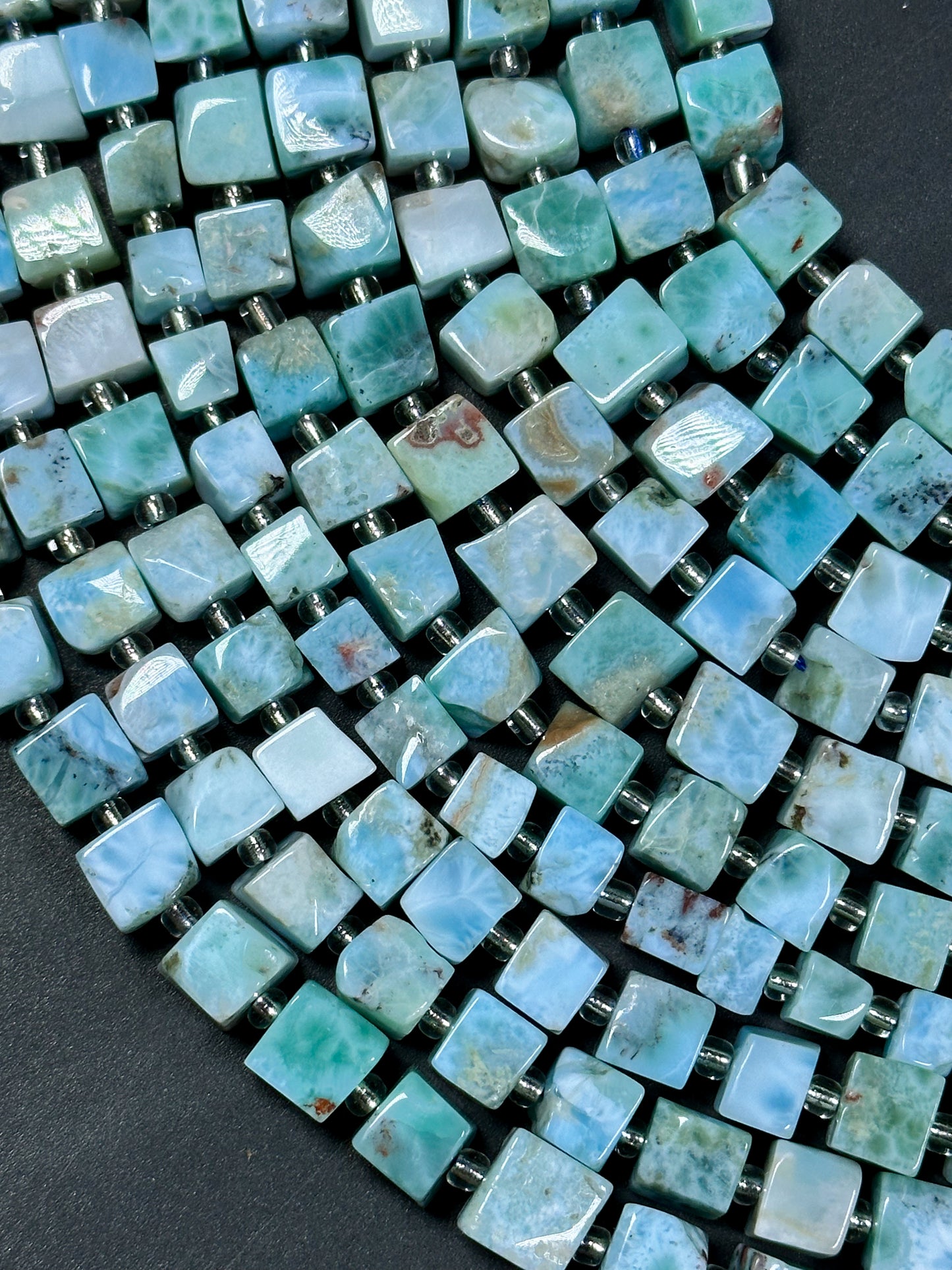 AAA Natural Larimar Gemstone Bead 6mm Cube Shape, Beautiful Natural Blue Color Larimar Gemstone Bead, Excellent High Quality 15.5" Strand