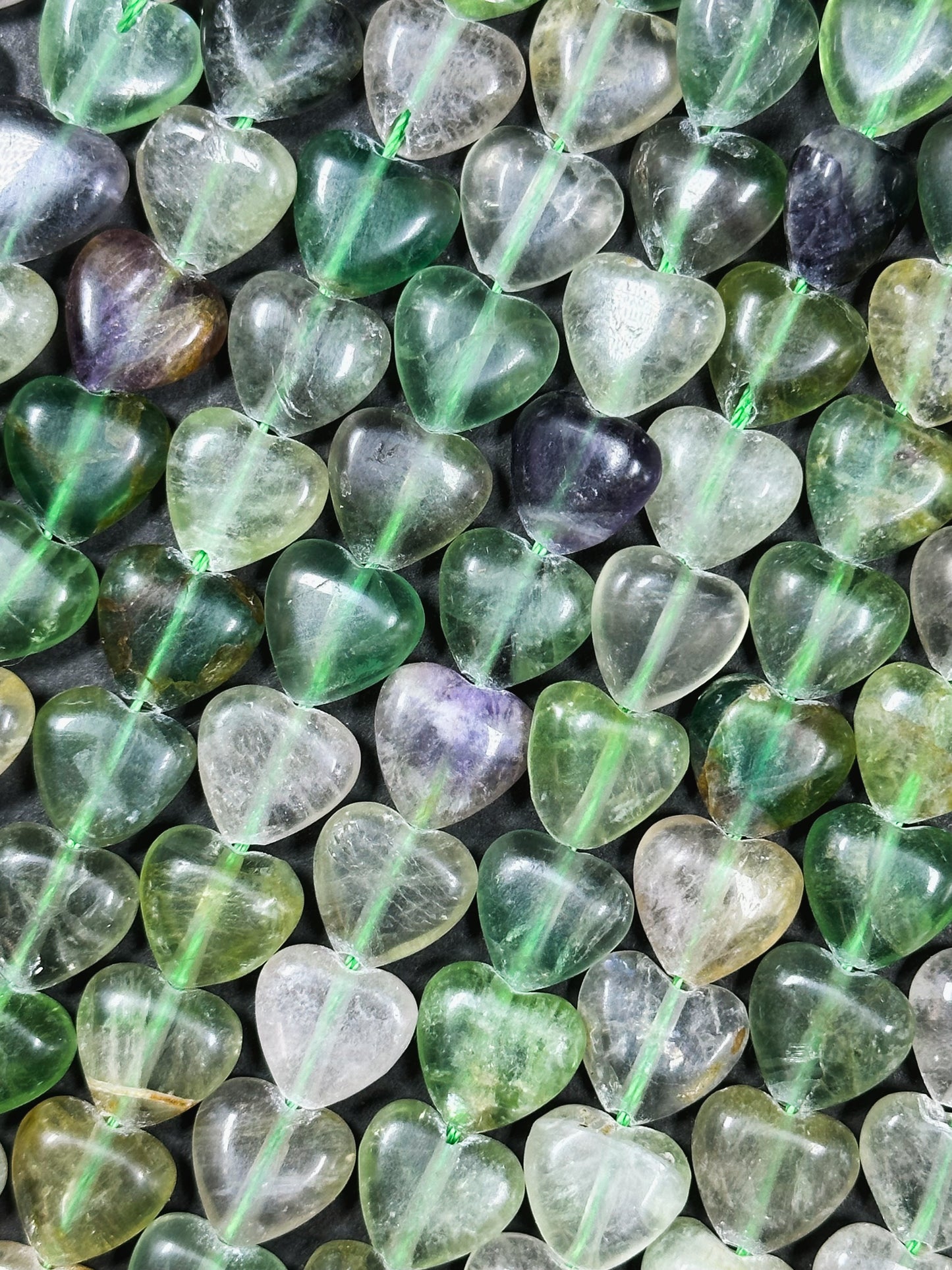 Natural Fluorite Gemstone Bead 10mm Heart Shape Bead, Beautiful Natural Green Purple Color Fluorite Bead Excellent Quality Full Strand 15.5"