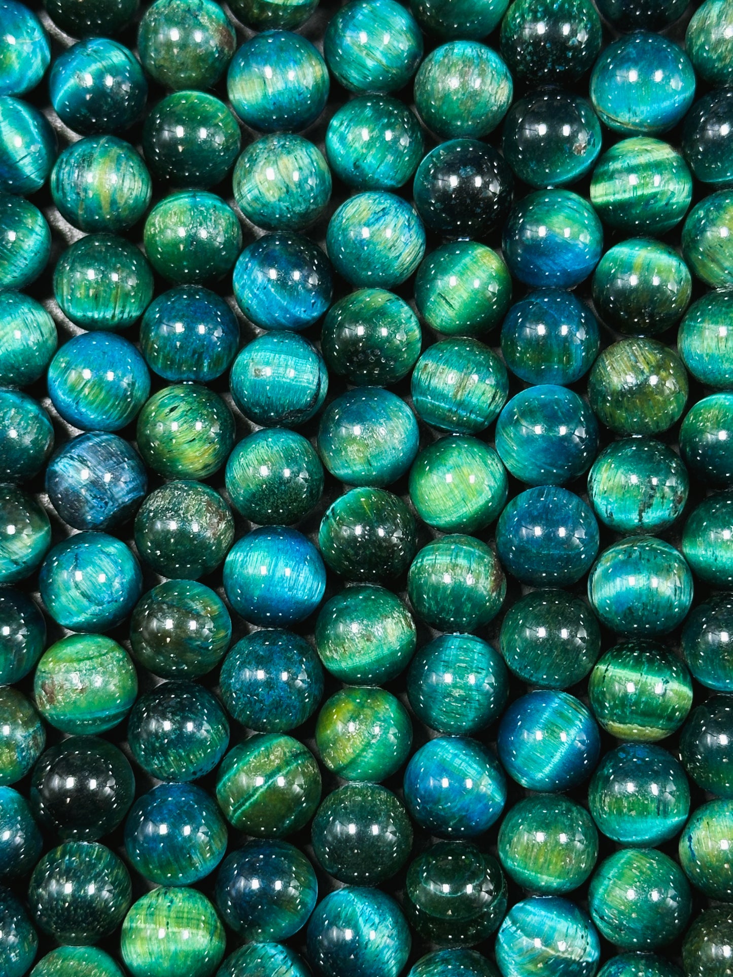 Beautiful Turquoise Green Teal Tiger Eye Gemstone 10mm Round Beads, Gorgeous Turquoise Green Teal Color Tiger Eye Gemstone Beads 15.5"