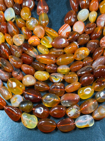 Natural Carnelian Gemstone Bead Freeform Pebble Shape Bead, Beautiful Natural Red Orange Color Carnelian Bead, Great Quality 15.5" Strand