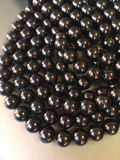 AAA natural black tourmaline beads . Gemstone beads . 4mm 6mm 8mm 10mm 12mm 14mm round beads black tourmaline beads . Bead strand 15.5”