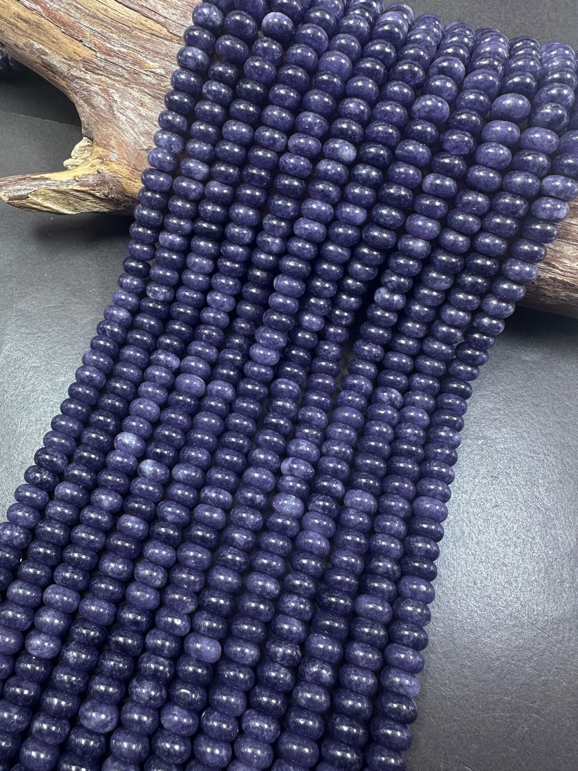 Beautiful Dark Purple Jade Gemstone Bead 5x8mm Smooth Rondelle Beads, Gorgeous Dark Purple Color Great Quality Full Strand 15.5"