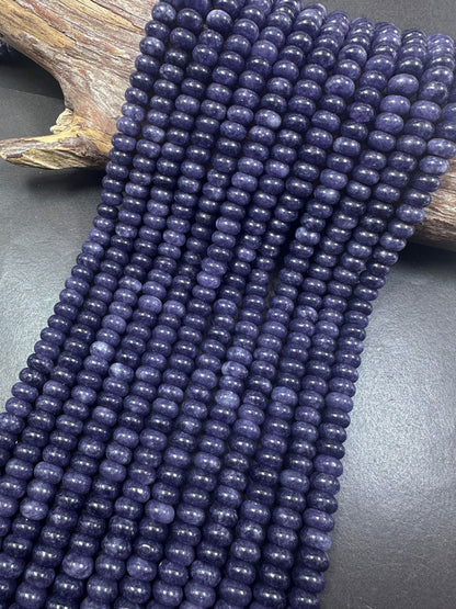Beautiful Dark Purple Jade Gemstone Bead 5x8mm Smooth Rondelle Beads, Gorgeous Dark Purple Color Great Quality Full Strand 15.5"