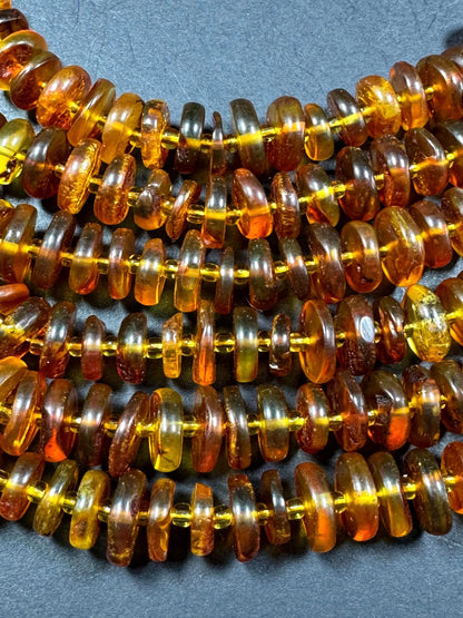 Natural Baltic Gold Stone Bead . Freeform Roundell  Shape, Beautiful Dark Golden Orange Color Baltic Gold Beads, Great Quality. 15.5" Strand