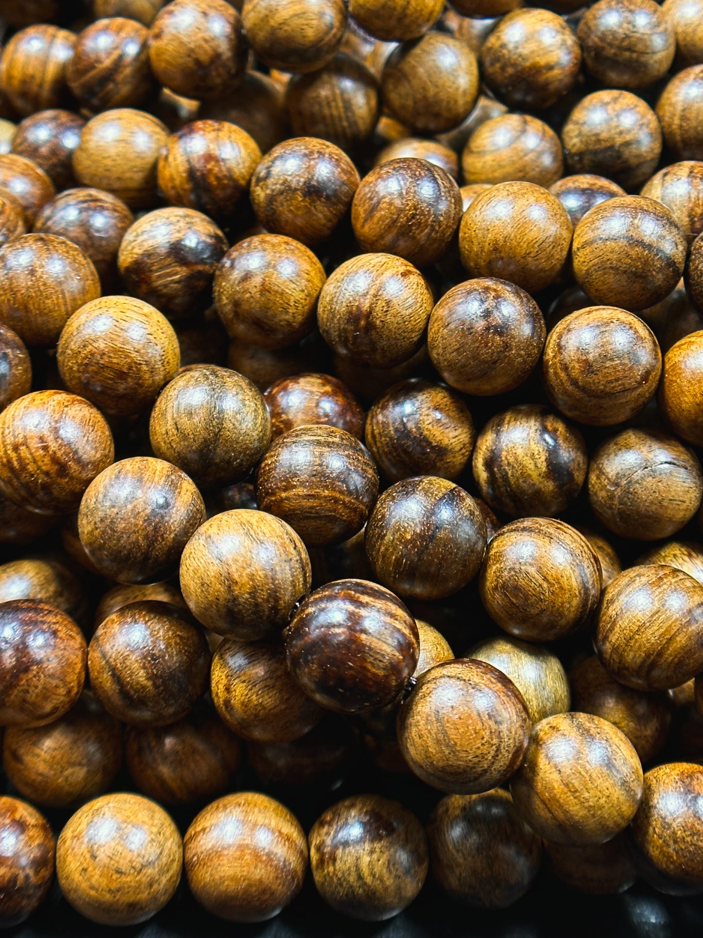 Natural Tiger Skin Sandalwood Beads 6mm 8mm 10mm Round Beads, Natural Brown Aromatic Wood Meditation Prayer Mala Beads Full Strand 15.5"