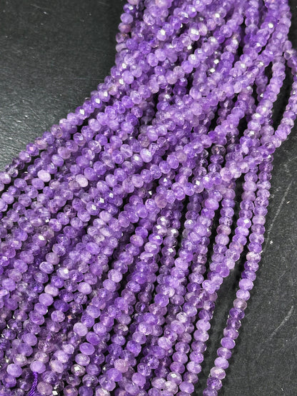 Natural Amethyst Gemstone Bead Faceted 3x5mm Rondelle Shape, Beautiful Natural Purple Amethyst Gemstone Bead Great Quality Full 15.5" Strand