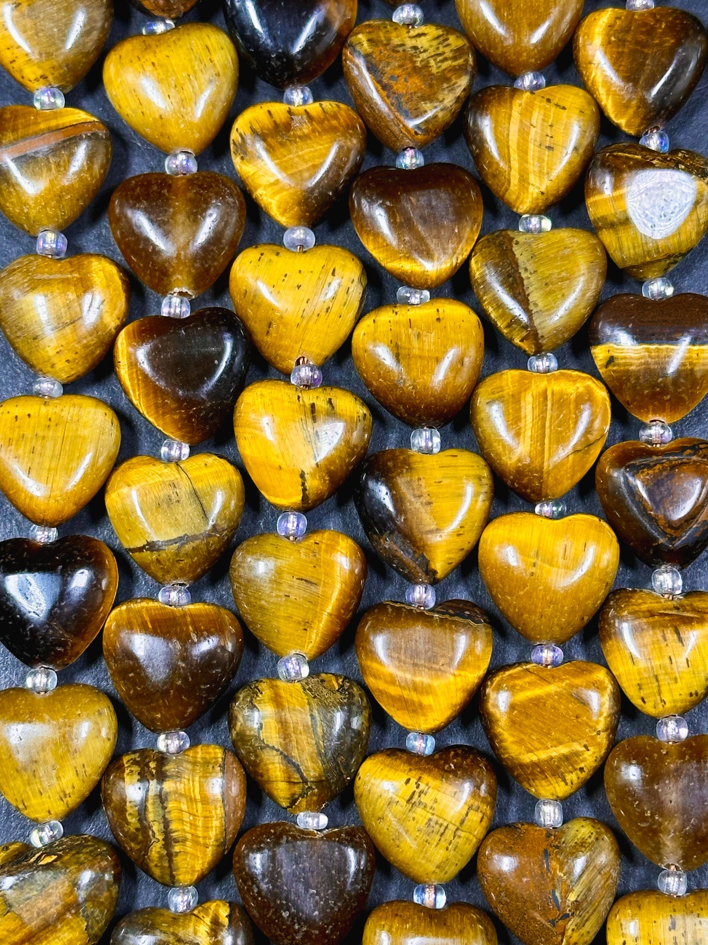 Natural Tiger Eye Gemstone Bead 10mm 14mm Heart Shape Bead, Beautiful Natural Golden Brown Color Tiger Eye, Great Quality Full Strand 15.5"