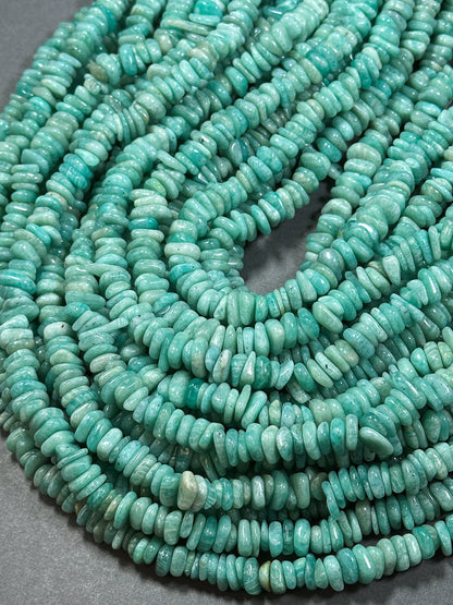 Natural Russian Amazonite Gemstone Bead 9mm Heishi Shape Bead, Beautiful Natural Green Blue Amazonite Bead, Great Quality Full Strand 15.5"