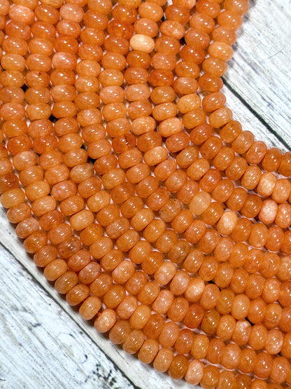 NATURAL Orange Jade Gemstone Bead 8x5mm Rondelle Shape Bead, Beautiful Orange Color Jade Gemstone Bead, Great Quality Bead Full Strand 15.5"