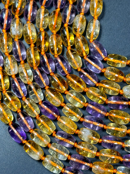 AAA NATURAL Ametrine Gemstone Bead 11x7mm Tube Shape, Beautiful Natural Orange Purple Color Citrine Amethyst Gemstone Bead Excellent Quality