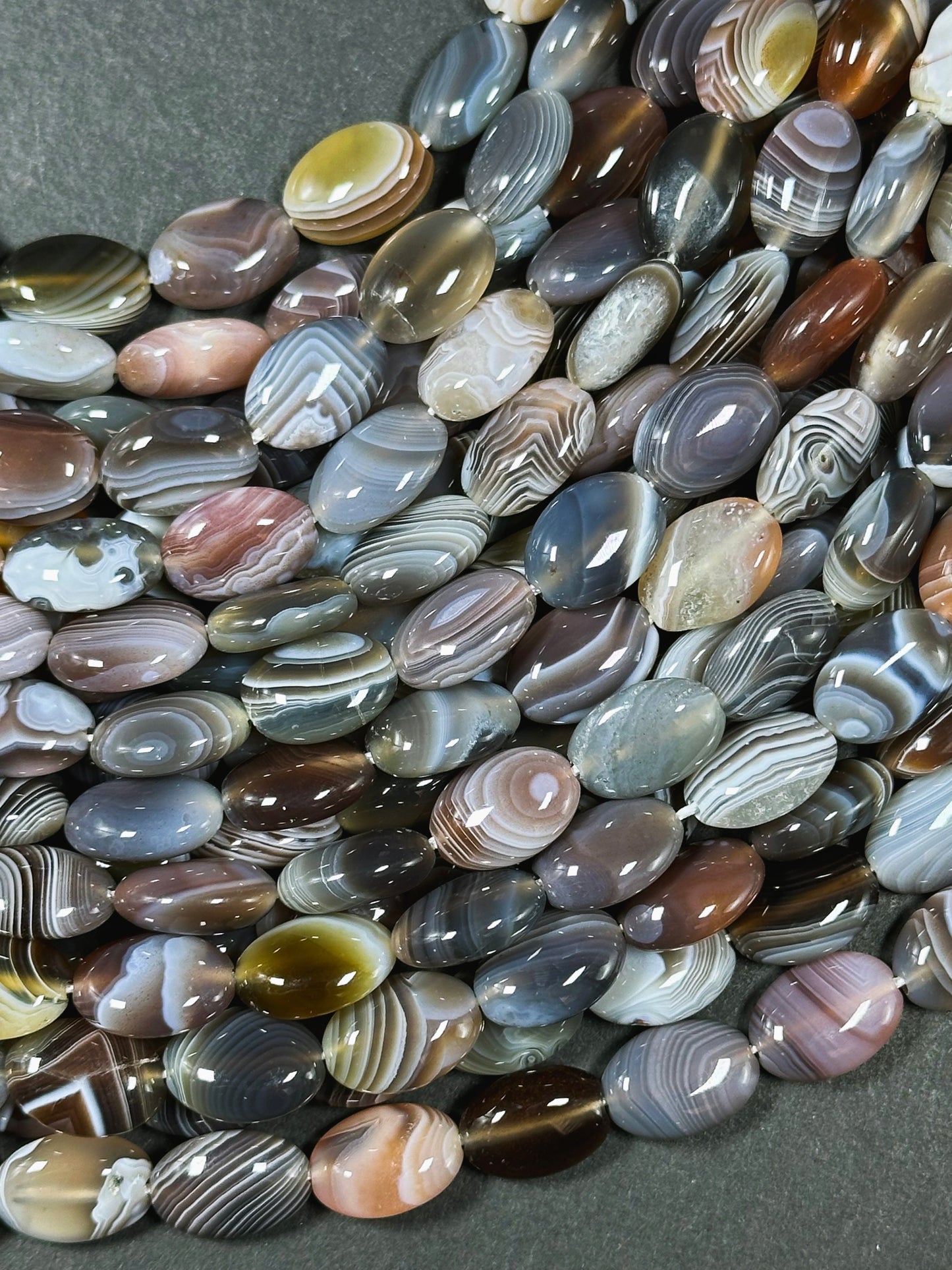 AAA Natural Botswana Agate Gemstone Bead 10x14mm Oval Shape, Beautiful Natural Gray Brown Color Agate, Excellent Quality Full Strand 15.5"