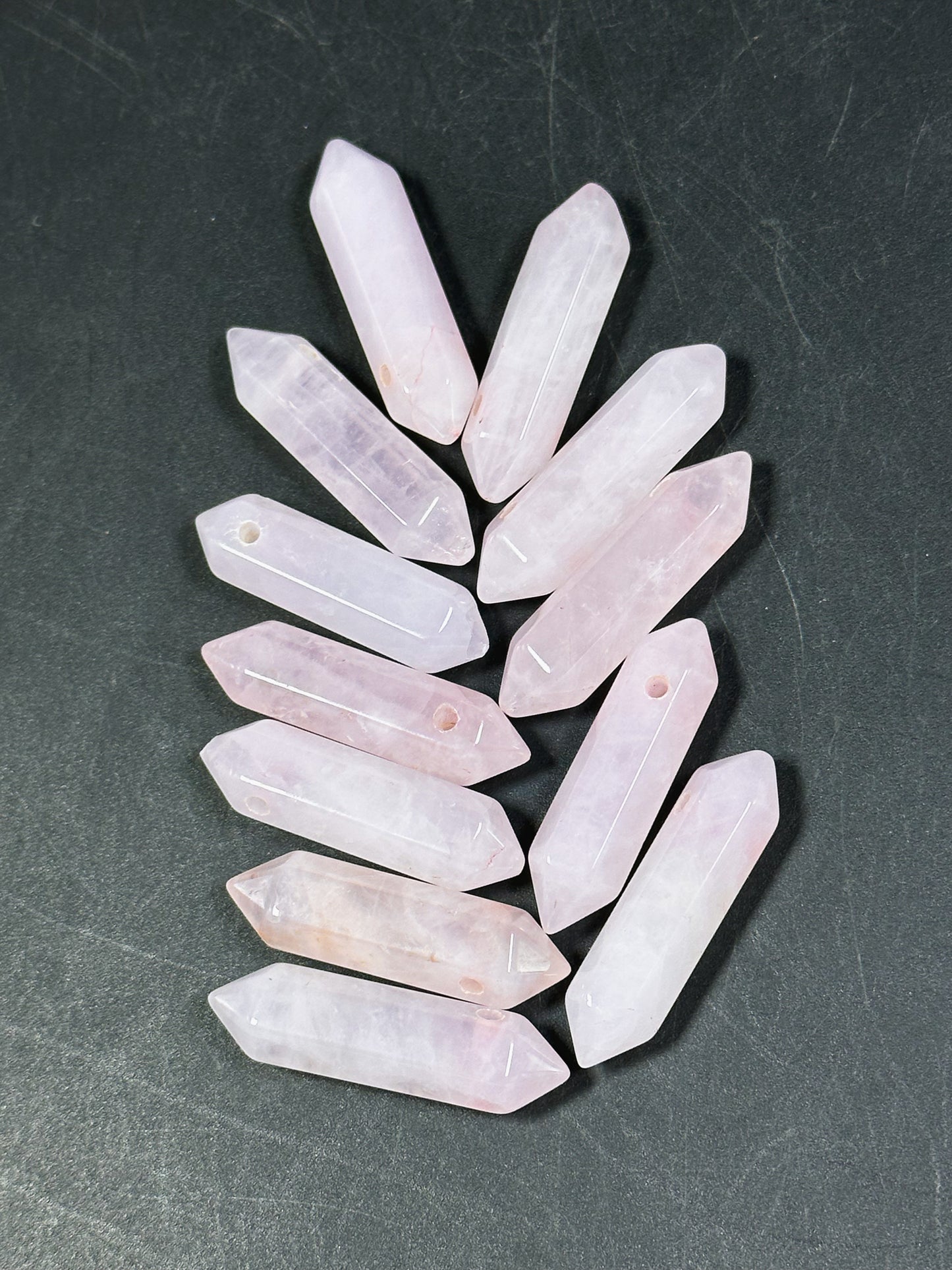 AAA Natural Rose Quartz Gemstone Bead Faceted 33x8mm Double Point Shape Beautiful Natural Pink Rose Quartz Gemstone Bead Focal Pendant Piece