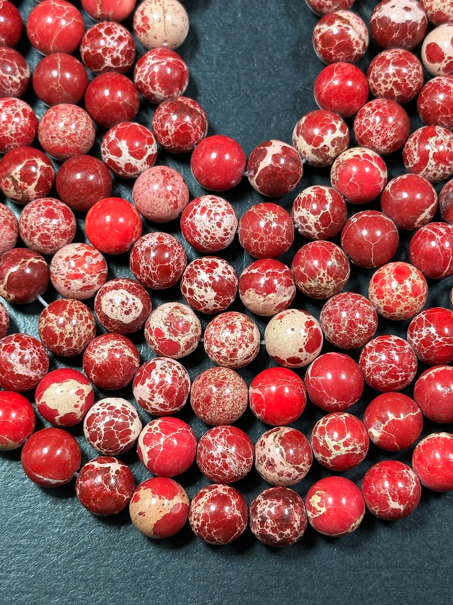 Natural Sea Sediment Jasper Gemstone Bead 6mm 8mm 10mm Round Beads, Beautiful Red Beige Color Imperial Jasper Beads Full Strand 15.5"