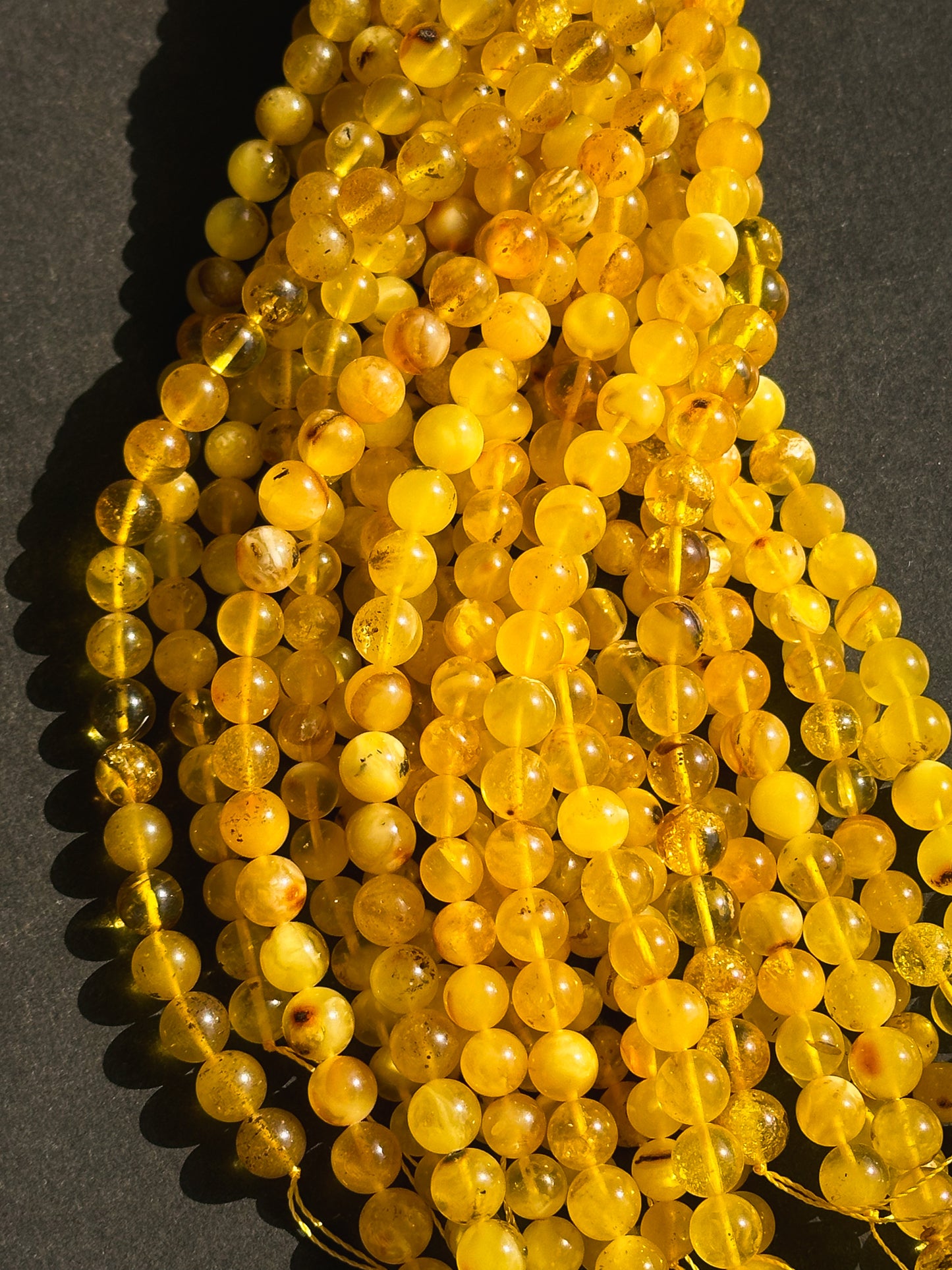 Natural Amber Baltic Gold Gemstone Bead 7-8mm Round Beads, Beautiful Natural Golden Yellow Color Baltic Gold Amber Gemstone Beads Full Strand 15.5"