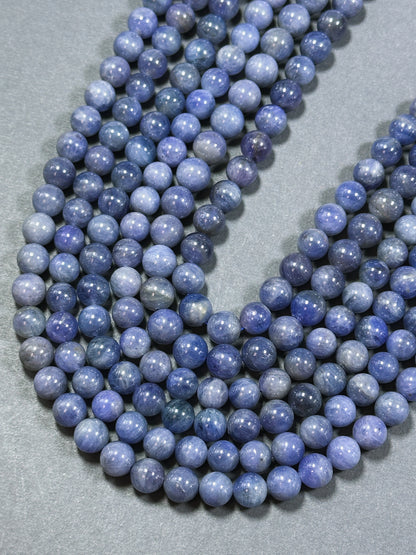 AA Natural Tanzanite Gemstone Bead 6mm 7mm 8mm 9mm Round Bead, 100% Natural Purple Blue Color Excellent High Quality Tanzanite Bead 15.5"