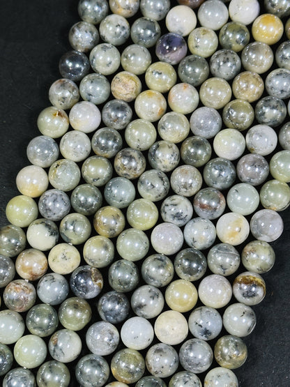 AAA Mystic Natural Opal Gemstone Bead 8mm 10mm 12mm Round Bead, Beautiful Mystic Coated White Gray Color Opal Gemstone Bead, Great Quality 15.5"