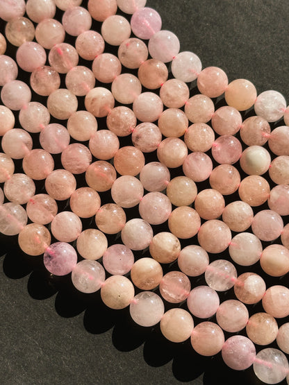 AAA Natural Morganite Gemstone 6mm 8mm Round Beads, Beautiful Natural Pink Morganite Gemstone Beads, Excellent Quality Full Strand 15.5"