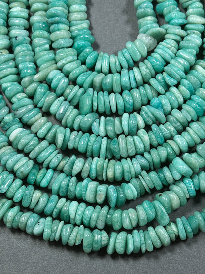 Natural Russian Amazonite Gemstone Bead 9mm Heishi Shape Bead, Beautiful Natural Green Blue Amazonite Bead, Great Quality Full Strand 15.5"