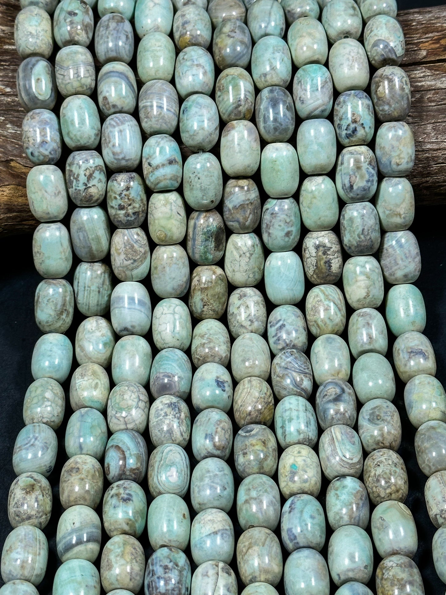 NATURAL Dragon Skin Agate Gemstone Bead 18x13mm Barrel Shape Bead, Beautiful Green Blue Color Dragon Skin Gemstone Beads Full Strand 15.5"