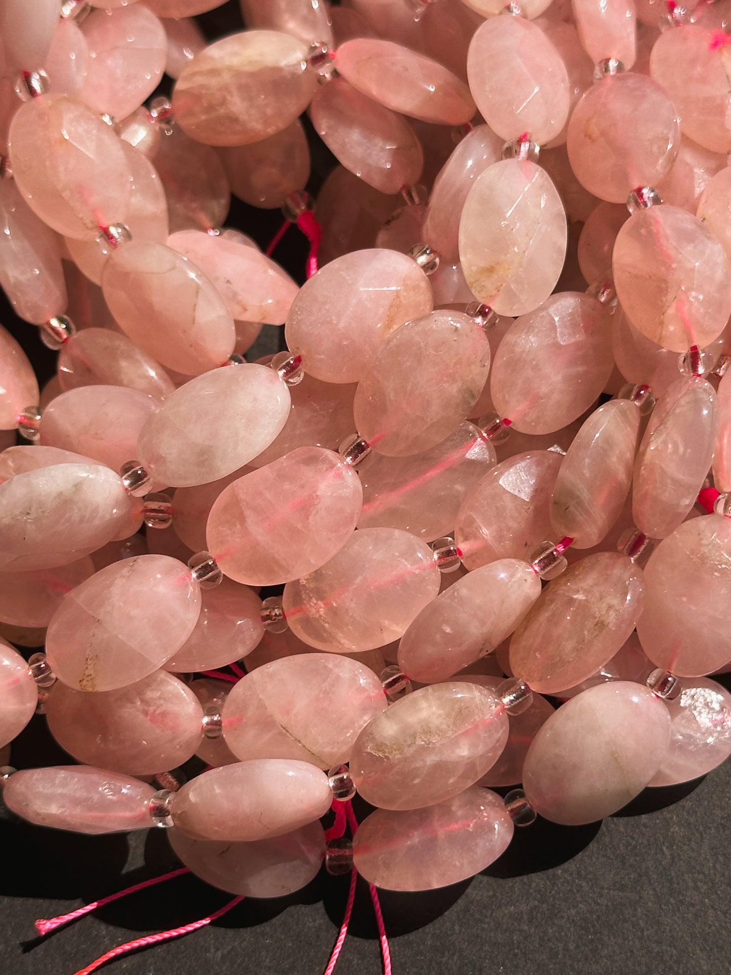 Natural Rose Quartz Gemstone Bead Faceted 18x13mm Oval Shape Bead, Beautiful Natural Rose Pink Color Rose Quartz Gemstone Beads 15.5" Strand