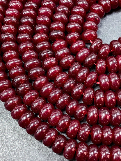 NATURAL Red Jade Gemstone Bead 8x5mm Rondelle Shape Bead, Beautiful Red Color Jade Gemstone Beads, Great Quality Bead Full Strand 15.5"