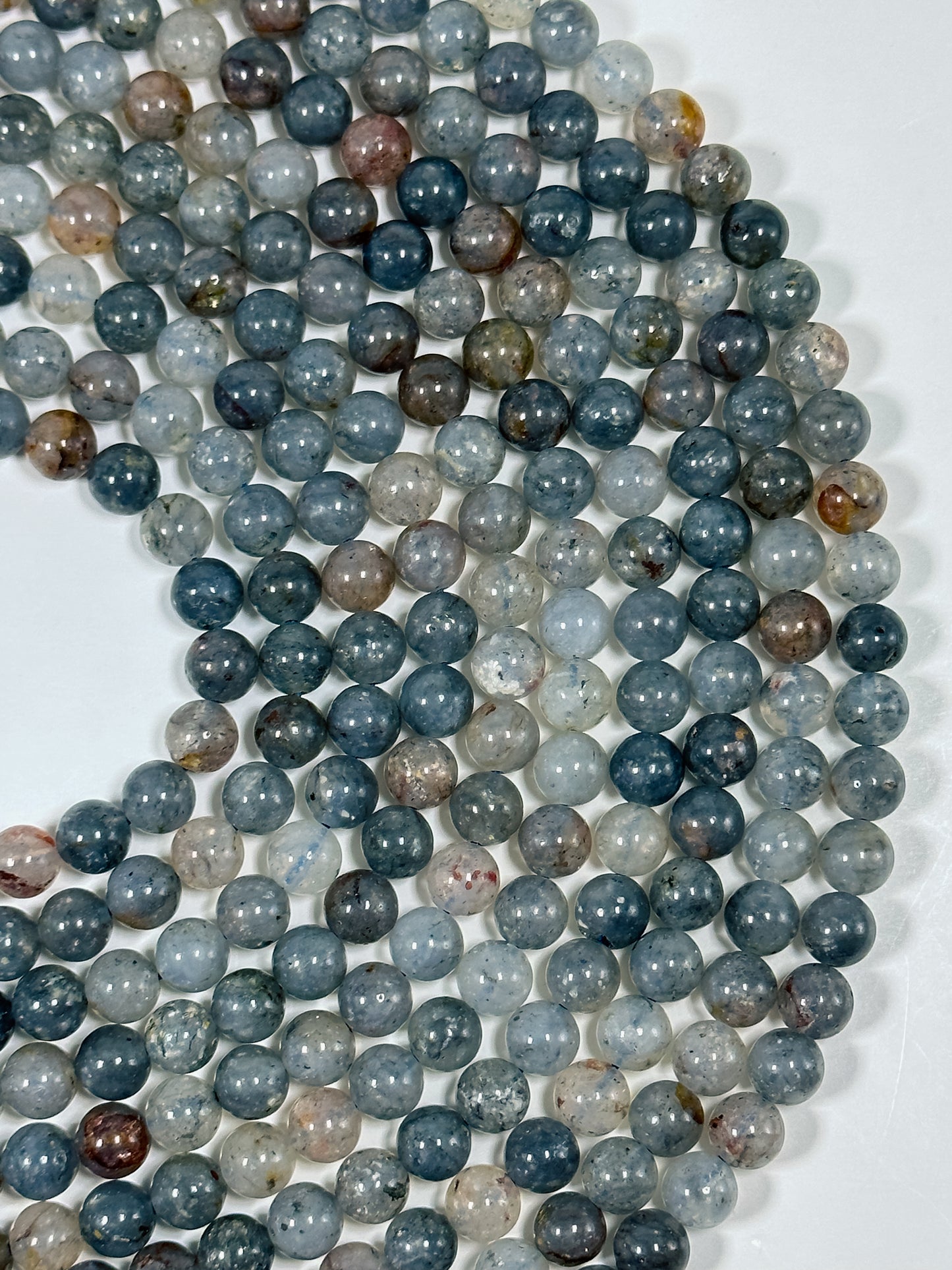 NATURAL Iolite Gemstone Bead 6mm 8mm Round Beads, Beautiful Natural Gray Blue Color Iolite Gemstone Bead Loose Beads Full Strand 15.5"