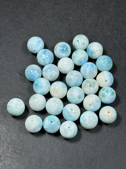 AAA Natural Larimar Gemstone Beads 14mm Round Beads, Beautiful Natural Blue White Color Genuine Larimar Gemstone Beads, LOOSE BEADS (1pc)